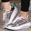 HINDOLA Women's Walking Shoes Sequin Lightweight Non Slip Tennis Sneakers Comfort Wedge Platform Athletic Running Shoes Silver view 3