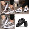 HINDOLA Women's Walking Shoes Sequin Lightweight Non Slip Tennis Sneakers Comfort Wedge Platform Athletic Running Shoes Silver view 4