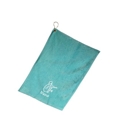 101 BEACH Personalized Cotton Bowling Towel with Embroidered Name with Clip (Aqua - Embroidered Name)