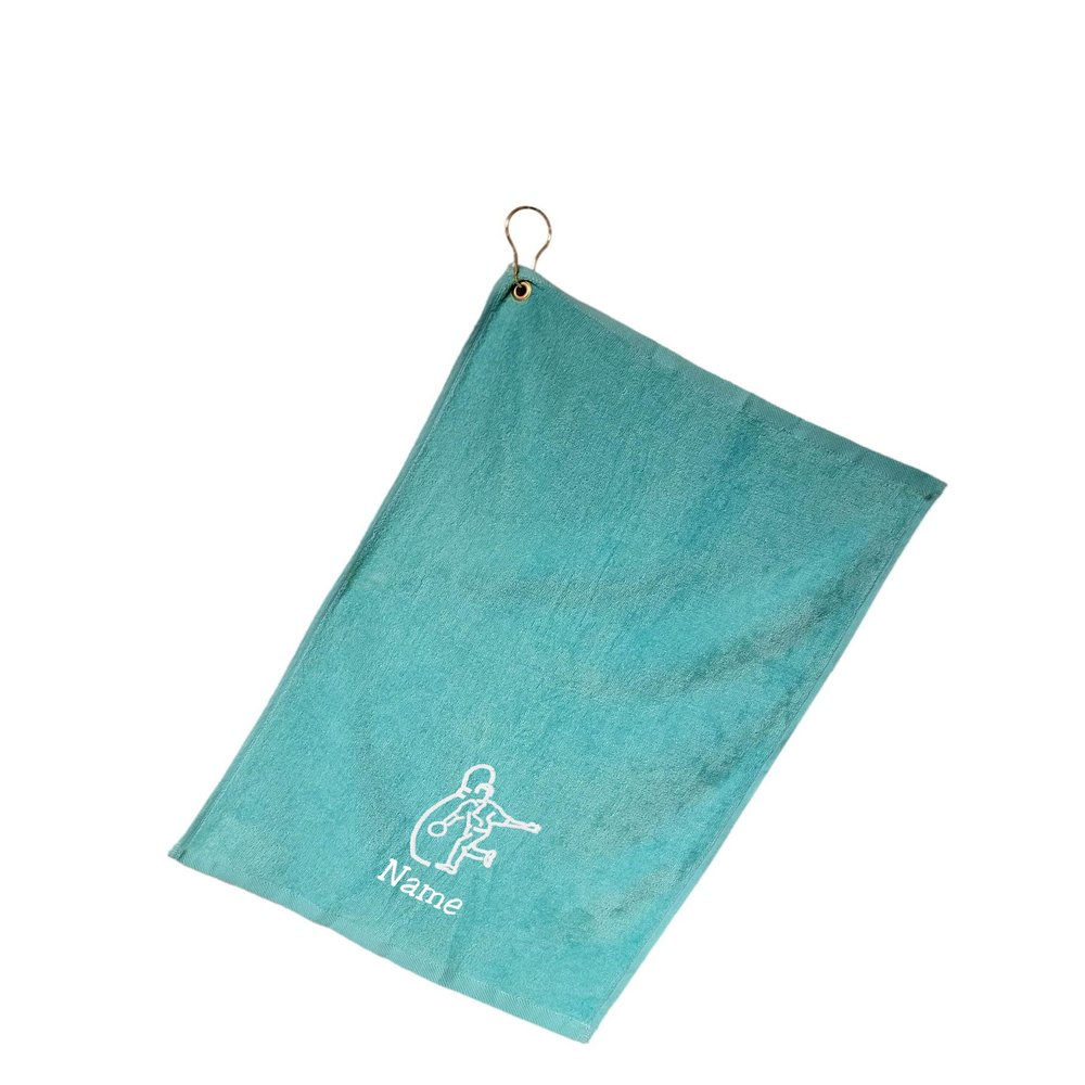 101 BEACH Personalized Cotton Bowling Towel with Embroidered Name with Clip (Aqua - Embroidered Name)
