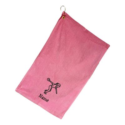 101 BEACH Women's Personalized Cotton Bowling Towel with Embroidered Name with Clip (Light Pink - Embroidered Name - Woman)