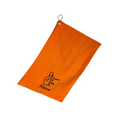 101 BEACH Personalized Cotton Bowling Towel with Embroidered Name with Clip (Orange - Embroidered Name)