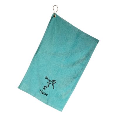 101 BEACH Women's Personalized Cotton Bowling Towel with Embroidered Name with Clip (Aqua- Embroidered Name - Woman)
