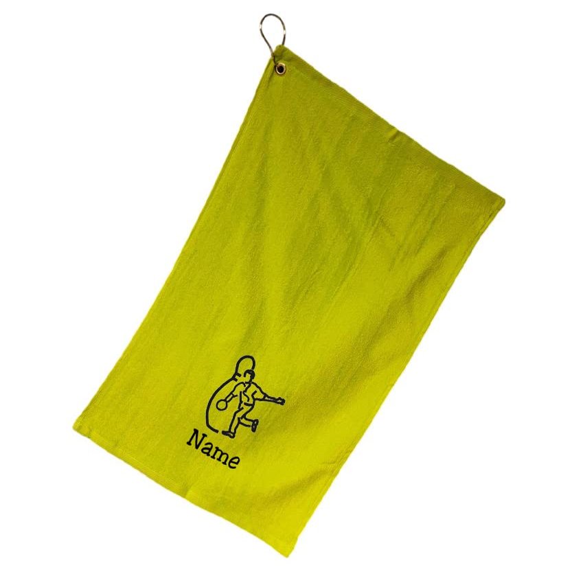 101 BEACH Personalized Cotton Bowling Towel with Embroidered Name with Clip (Lime - Embroidered Name)
