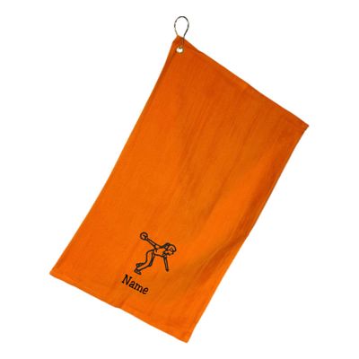 101 BEACH Women's Personalized Cotton Bowling Towel with Embroidered Name with Clip (Orange - Embroidered Name - Woman)