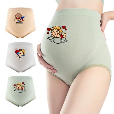 Shindn Women's Maternity Underwear Over Bump Support Panties Funny Slogan lingerie Pregnancy Clothes Gifts (XL, 3pc)