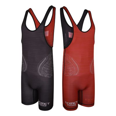 Exxact Sports Reversible Men's Wrestling Singlet, High-Performance Powerlifting Singlet, Wrestling Singlets for Men (Black/Red, AXL)