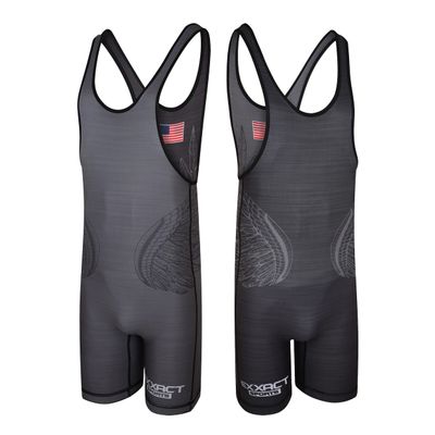 Exxact Sports Reversible Men's Wrestling Singlet, High-Performance Powerlifting Singlet, Wrestling Singlets for Men (Black/Gray, AS)