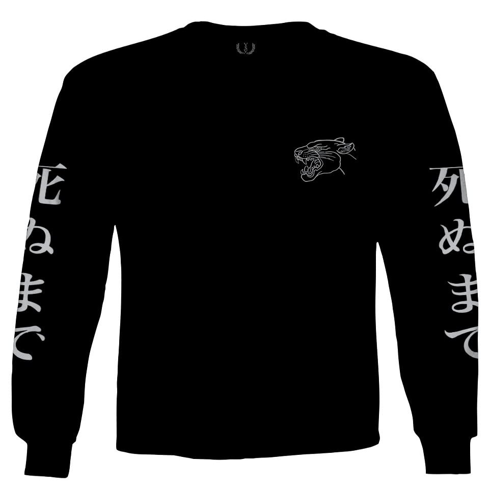 0520. Japanese Dark Style Puma dope Graphic Till Death Streetwear Gothic Society Men's Long Sleeve t Shirt (Black, 2X Large)