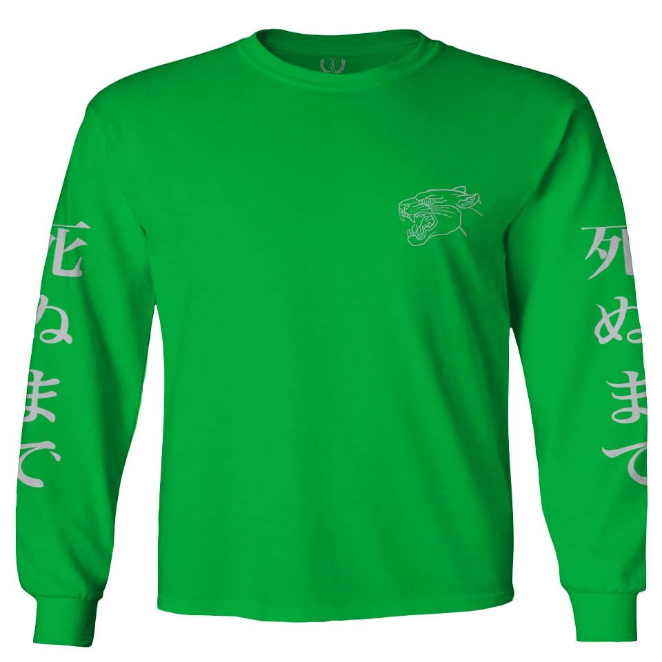 0520. Japanese Dark Style Puma dope Graphic Till Death Streetwear Gothic Society Men's Long Sleeve t Shirt (Irish Green 2X Large)