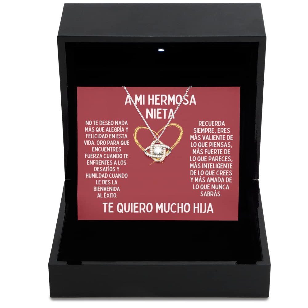 Love Knot Rose Gold Necklace Luxury Box La nieta del seor de la casa, cadena personaliza para nietas con aretes GRATIS, de papa o mama con y estilo