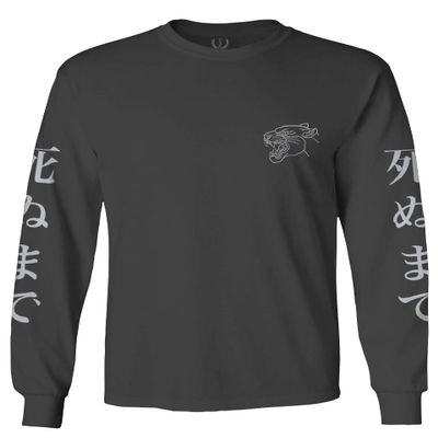 0520. Japanese Dark Style Puma dope Graphic Till Death Streetwear Gothic Society Men's Long Sleeve t Shirt (Characol, Small) Charcoal