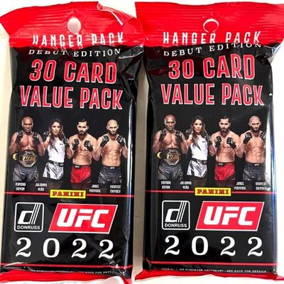 Two 2022 Panini Donruss UFC Sealed Hanger Pack Lot Debut Edition 60 Cards: 2 Packs of 30 Cards