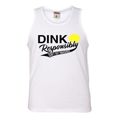 XX-Large White Mens Dink Responsibly Don't Get Smashed Funny Pickleball Sleeveless Tank Top T-Shirt