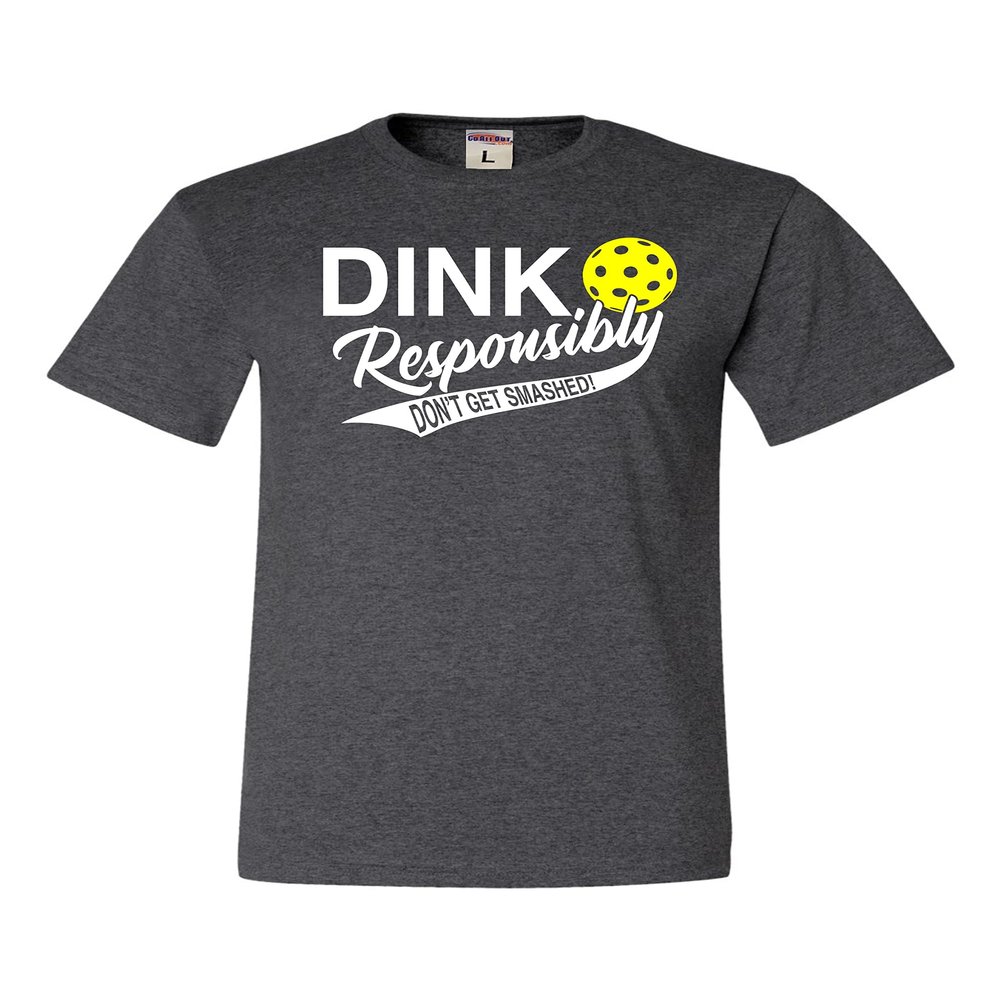 5X-Large Heather Black Mens Dink Responsibly Don't Get Smashed Funny Pickleball T-Shirt