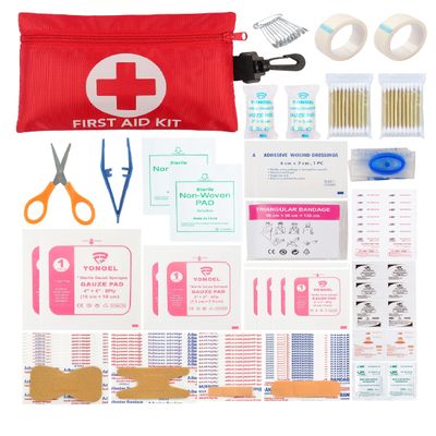 Galaxylense 128 Pcs First Aid Kits Small for Survival Emergency Trauma Military Tactical Medical School Office Home Hunting Camping Hiking Traveling Fishing IFAK EMT Bag (1 Pack) Red