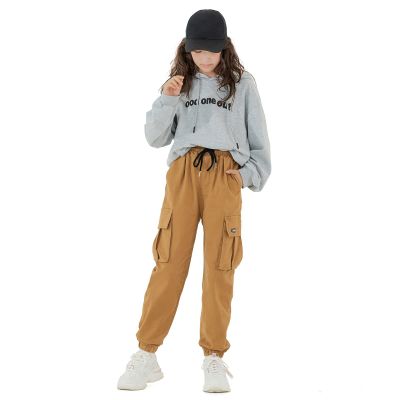 MINI PANDA Girls Pants,Stretchy Loose Fitting Girls Pants Size 6-22 TrendyBeige-B,10