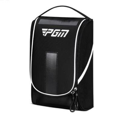 Golf Shoe Bag Protable Waterproof Nylon Ultra-Light Portable Handle Women Men Sport Shoes Bags (Black)