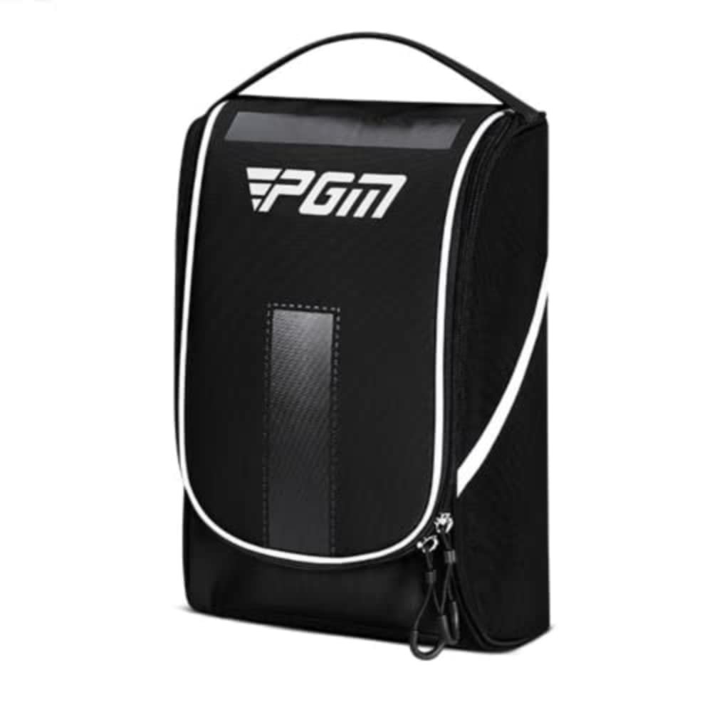 Golf Shoe Bag Protable Waterproof Nylon Ultra-Light Portable Handle Women Men Sport Shoes Bags (Black)