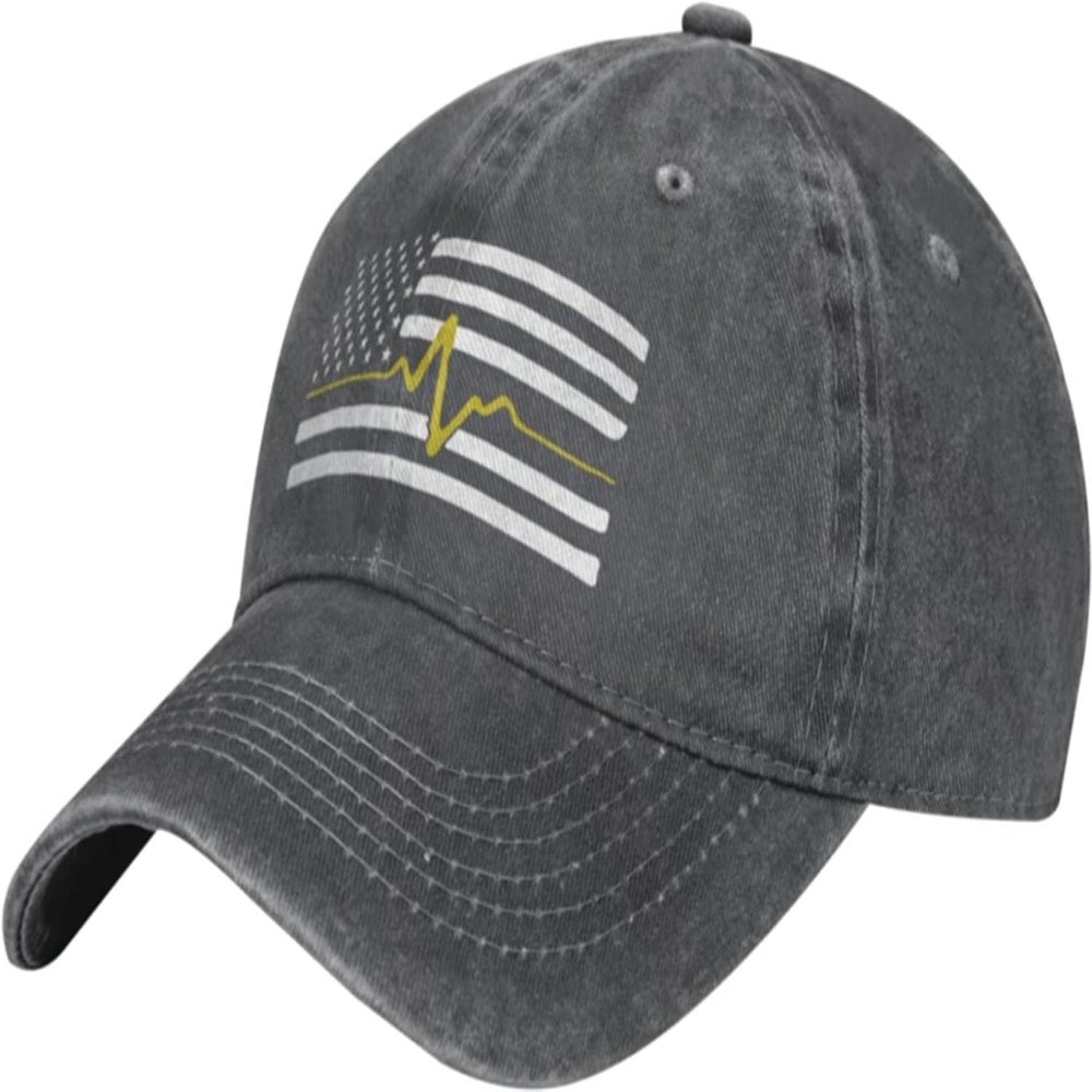 Thin Gold Line 911 Dispatcher Cowboy Hat Adult Unisex Classic Adjustable Baseball Cap Black