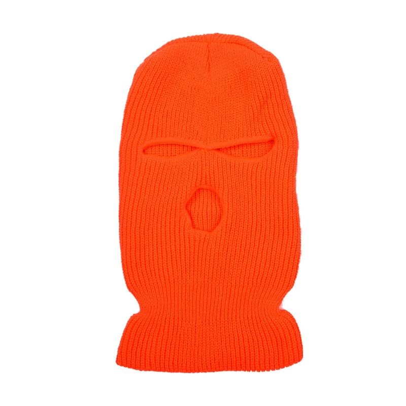 ROWAGY Winter Knitted Balaclava Face Mask for Men Women Windproof Cold Weather Warm Outdoor Sports Skull Beanie Cap Orange