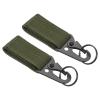 PATIKIL Belt Keeper Key Ring, 2Pcs Nylon Webbing Strap Hanging Gear Buckle Key Chain Hook with Snap for Outdoor Camping, Green view 1