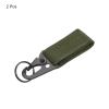 PATIKIL Belt Keeper Key Ring, 2Pcs Nylon Webbing Strap Hanging Gear Buckle Key Chain Hook with Snap for Outdoor Camping, Green view 3