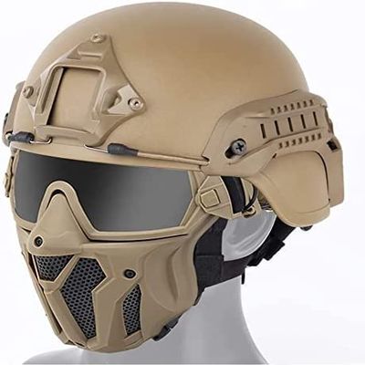 Tactical Fast Helmet with Detachable Anti-Fog Goggles and Breathable Mask, for Airsoft Paintball Hunting and Shooting CS Outdoor Sports
