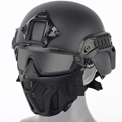 Tactical Fast Helmet with Detachable Anti-Fog Goggles and Breathable Mask, for Airsoft Paintball Hunting and Shooting CS Outdoor Sports