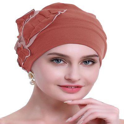 osvyo Cotton Chemo Hat Beanie Headwear for Women-Soft Cap Cancer for Hair Loss Coral RED