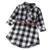 Girls Toddler Plaid Pleated Mini Dress Button Down Plaid Flannel Shirts Long Sleeve Casual Dress Girls Valentine Dress (Black, 3-4 Years) view 1