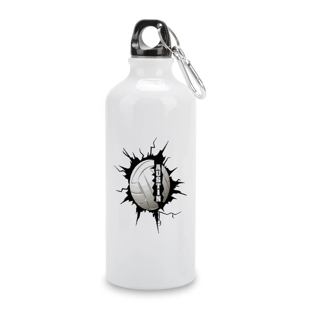 VEHFA Volleyball Sports Water Bottles Personalized Volleyball Crack in The Wall Aluminum Water Bottle with Carabiner Clip & Sport Top, 20 OZ