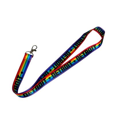 Detroit Rainbow Lanyard Badge Holder With Swivel lobster clasp Keychain Holder