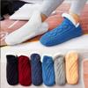 Duskweling Indoor Non-slip Thermal Socks, 2Pairs Mass-flex New Woven and Velvet Indoor Slippers Socks for women (Navy blue, Large(12-13)) view 2