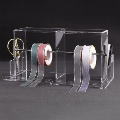 Acrylic Ribbons Holder, Clear Ribbon Storage Rolls Rack with Removable Rungs Bar, Thread Stand Organize for Craft Room, Boutique, Flower Shop (Size : 41.5x16x19.5cm)