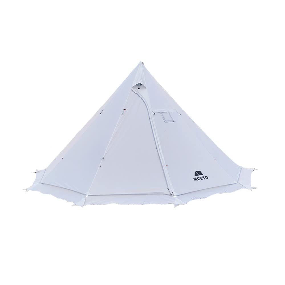 Vilemoon Tipi Hot Tent with Fire Retardant Stove Jack for Flue Pipes, 5~8 Person, Teepee Tents for Family Team Outdoor Backpacking Camping Hiking (Gray)
