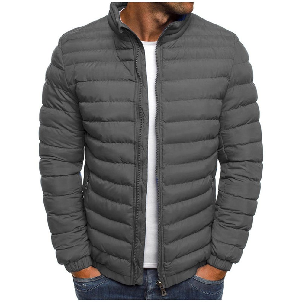 XUNRYAN Mens Winter Down Coats Quilted Lightweight Puffer Jackets Full Zip Up Stand Collar Packable Light Coat Outerwear