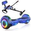 LIEAGLE Scooter With Seat Attachment, 6.5" Scooters Go Kart Combo With Colorful LED Lights & Bluetooth, For Kids Boys Girls Adults All Ages(Star Blue with Kart) view 1