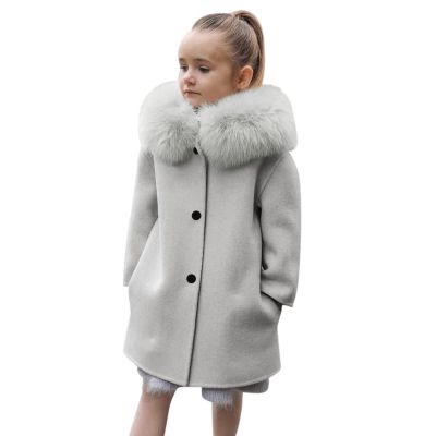 Toddler Girls Winter Windproof Coat Jacket Kids Warm Fleece Hooded Outerwear Jacket Winter Peacoat (Grey-e, 6-7 Years)