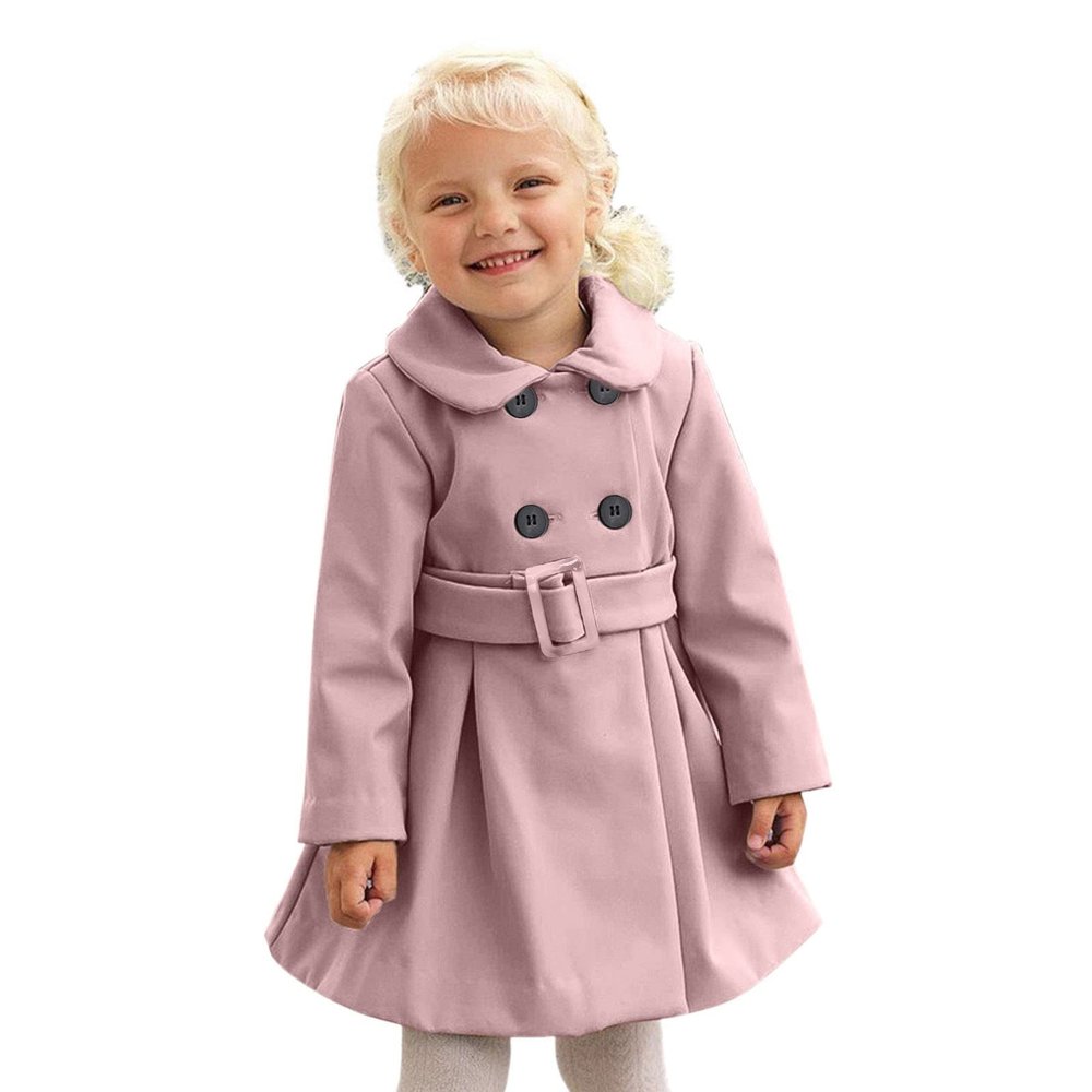Toddler Girls Winter Windproof Coat Jacket Kids Warm Fleece Hooded Outerwear Jacket Winter Peacoat (Pink-a, 1-2 Years)