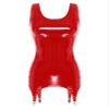 ACSUSS Sexy Womens Bodycon Mini Dresses with Metal Clips Sleeveless Latex Tank Dresses Rave Party Costume Red Small view 3