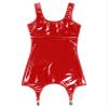 ACSUSS Sexy Womens Bodycon Mini Dresses with Metal Clips Sleeveless Latex Tank Dresses Rave Party Costume Red Small view 4