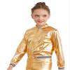 easyforever Kids Girls Shiny Metallic Baseball Jacket Long Sleeve Sparkle Holographic Bomber Jacket Coat Outerwear Gold 8 Years view 3