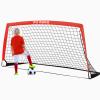 RUNBOW 6x4 ft Portable Kids Soccer Goal for Backyard Practice Soccer Net with Carry Bag (6x4 FT, 1 Pack, Red) view 1