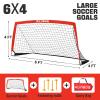 RUNBOW 6x4 ft Portable Kids Soccer Goal for Backyard Practice Soccer Net with Carry Bag (6x4 FT, 1 Pack, Red) view 4