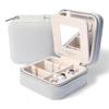 BLUTETE Travel Jewelry Box Organizer Velvet Travel Case With Mirror Rings Earrings Necklaces Storage Organizer Box (Milky Grey) view 1