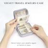BLUTETE Travel Jewelry Box Organizer Velvet Travel Case With Mirror Rings Earrings Necklaces Storage Organizer Box (Milky Grey) view 4
