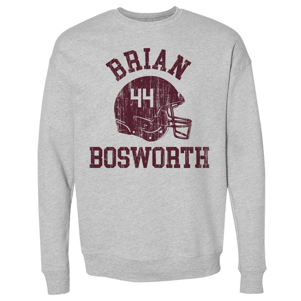 500 LEVEL Brian Bosworth Sweatshirt (Crew Sweatshirt, XX-Large, Heather Gray) - Brian Bosworth Oklahoma Helmet Font