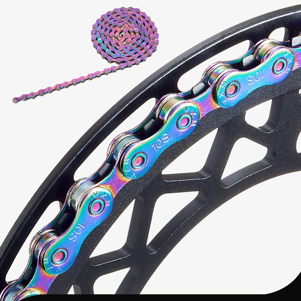 6/7/8 Speed Bike Chain, Bicycle Chain Rust Proof Colorful Electroplating Bike Chain Bike Link for Road Mountain Racing Cycling