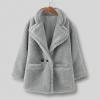 Toddler Girls Dress Coat Winter Windproof Coat Jacket Kids Warm Fleece Outerwear Jacket Faux Wool (Grey-B, 1-2 Years) view 2